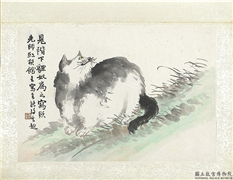 清陆恢动植物逸品册　册　狸奴,绘画,走兽,花草