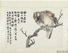 清陆恢动植物逸品册　册　鹰,绘画,翎毛,树木