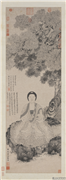 明丁云鹏画释迦牟尼佛　轴,绘画,佛道人物,树木,花草