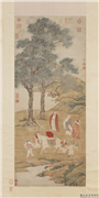 明丁云鹏白马驮经图　轴,绘画,经史-故事,佛道人物,人物,走兽,山水,树木,花草,器用
