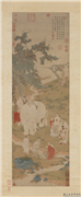 明丁云鹏扫象图　轴,绘画,佛道人物,经史-故事,走兽,树木,祥瑞,人物,山水,器用,建筑,花草