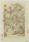 明丁云鹏葛洪移居图　轴,绘画,经史-故事,山水,建筑,树木,佛道人物,人物,走兽,器用