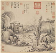 明董其昌秋林书屋图　轴,绘画,山水,树木,建筑