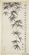 民国王济远墨竹　单片,书法,树木