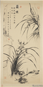 民国王济远兰涧　单片,绘画,花草,山水