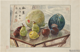 民国王济远瓜果　单片,绘画,果蔬,器用