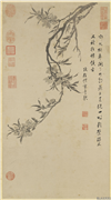 明项圣谟桃花写生　轴,绘画,花草