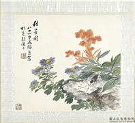 清张熊花卉草虫册　册　（九）,绘画,花草,草虫,山水