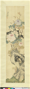 清居廉花卉草虫四屏　轴　牡丹蜜蜂,绘画,花草,草虫,山水