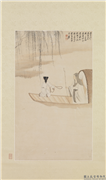 民国张大千寄奴小草连天绿  轴,绘画,山水,人物,船,树木,器用,其他