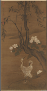 明郑石画芙蓉白鹭　轴,绘画,花草,翎毛,树木,山水