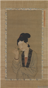 清无款美人折桂图　轴,绘画,人物,花草,器用