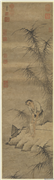明叶广丛荻闲渔图　轴,绘画,花草,人物,器用,山水