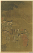 明人五王醉归图　轴,绘画,山水,人物,经史-故事,器用,建筑,果蔬,树木