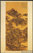 清王时敏仿黄公望山水　轴,绘画,山水,建筑,树木