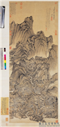清王时敏仿王蒙山水　轴,绘画,山水,树木,建筑,人物,翎毛,器用