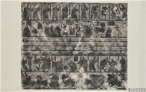 汉武氏祠画像石刻拓片　横披　（三）,墨拓,绘画,人物,经史-故事,器用,走兽,车,建筑