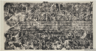 汉武氏祠画像石刻拓片　横披　（四）,墨拓,绘画,经史-故事,建筑,人物,树木,车,走兽,翎毛,器用