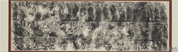 汉武氏祠画像石刻拓片　横披　（六）,墨拓,绘画,人物,车,走兽