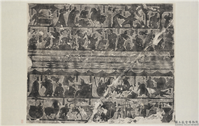 汉武氏祠画像石刻拓片　横披　（十一）,墨拓,绘画,经史-故事,建筑,人物,车,走兽,器用,食品,翎毛