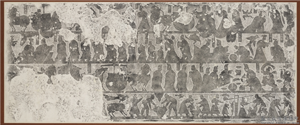 汉武氏祠画像石刻拓片　横披　（二十一）,墨拓,绘画,经史-故事,车,器用,人物,食品,翎毛