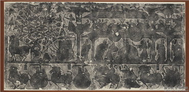 汉武氏祠画像石刻拓片　横披　（二十七）,墨拓,绘画,人物,建筑,祥瑞,翎毛,走兽,器用