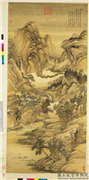 清王翬山水　轴,绘画,山水,建筑,人物,树木,器用,走兽