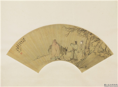 清沙馥风尘三侠扇面　轴,绘画,经史-故事,人物,树木,走兽