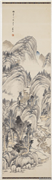 清项文彦仿董北苑山水　轴,绘画,山水,树木,建筑