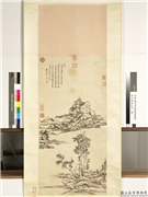 清王原祁山水　轴,绘画,山水,树木,建筑