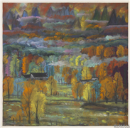 民国林风眠云山结茅　单片,绘画,山水,建筑