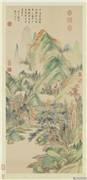 清弘旿翠巘高秋图　轴,绘画,山水,树木,建筑