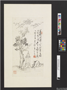 民国溥儒暮鸦成阵　单片,绘画,山水,树木,翎毛,佛道人物,建筑,器用