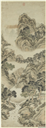 清董诰画山水　轴,绘画,山水,建筑,树木