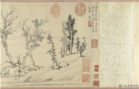 明文徵明疏林浅水图　卷,绘画,山水,建筑,花草,树木