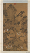 明人摹西园雅集图　轴,绘画,经史-故事,花草,器用,人物,树木,建筑,山水