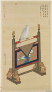 清郎世宁画白鹰　轴,绘画,翎毛,器用
