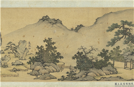 明张鈇画陆深愿丰堂会仙山图　卷,绘画,山水,建筑,器用,树木