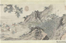 明唐寅琴士图　卷,绘画,山水,人物,器用,树木
