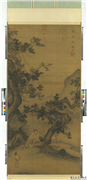 宋马麟静听松风图　轴,绘画,山水,人物,树木,器用