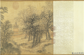明张宏华子冈图  卷,绘画,山水,建筑,树木,人物