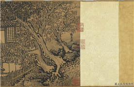 明鹤山老樵天香深处堂图  卷,绘画,树木,山水,花草,建筑,船,人物