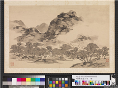 明陈淳画山水　册　空林积雨,绘画,山水,树木,建筑