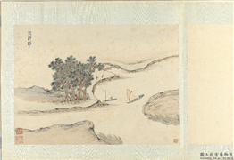 明钱谷纪行图　册　新洋港,绘画,山水,人物,花草,船,树木,建筑