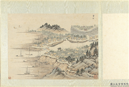 明钱谷纪行图　册　京口,绘画,山水,建筑,船,人物,树木