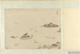 明钱谷纪行图　册　金焦,绘画,山水,船,人物,树木,走兽,建筑