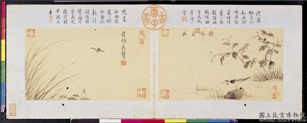 明王谷祥仿夏森画　册　饮啄自如,绘画,翎毛,山水,树木,花草