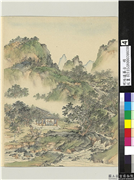 明陆远摹古　册　水阁观流,绘画,山水,建筑,人物,树木,器用