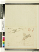 明程嘉燧山水　册　西湖画舫,绘画,山水,船,人物,树木,走兽,建筑