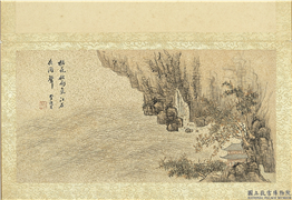 明李流芳画唐人诗意　册　元稹遣行诗,绘画,山水,树木,建筑